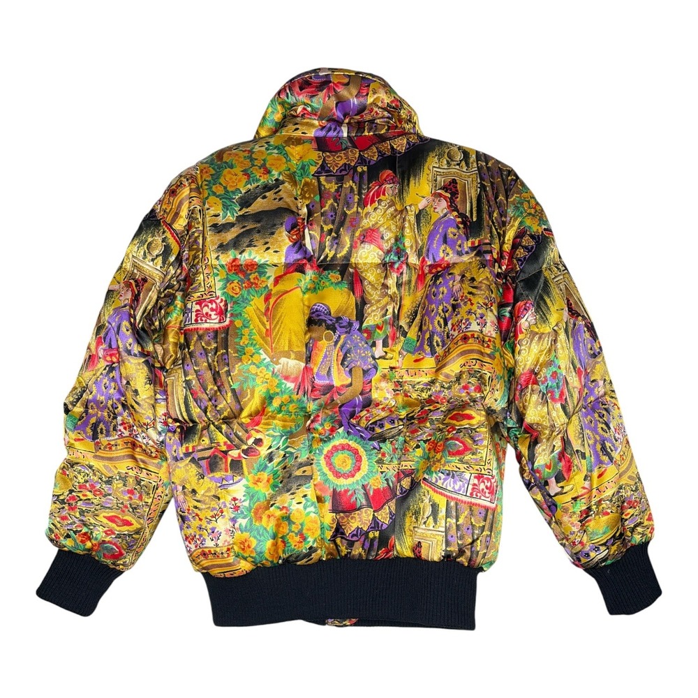 Bogner Vintage Goose Down Puffer Jacket Art Print Colorful Bomber Womens 6 - Picture 2 of 9
